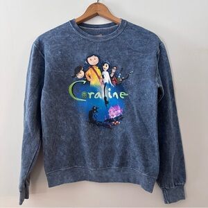 Coraline Film Poster Mineral Wash Girls Crewneck Sweater Laika Brand Size XS